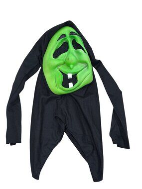 Vintage Fun World Div Scream Goofy Ghost Face Sarah Spook Mask Green